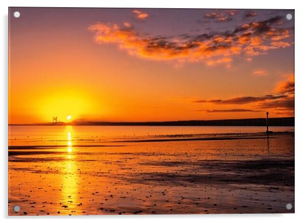 Portobello beach sunrise Acrylic by Philip Hawkins