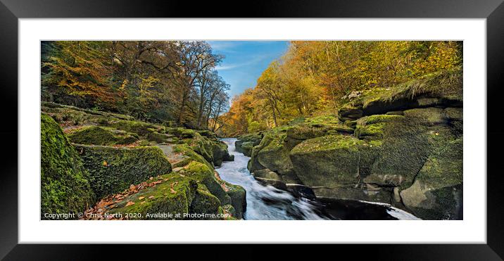 The Strid in autumn, Bolton Abbey estate. Framed Mounted Print by Chris North