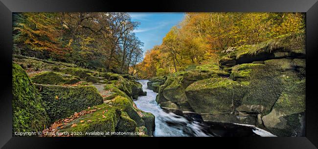 The Strid in autumn, Bolton Abbey estate. Framed Print by Chris North