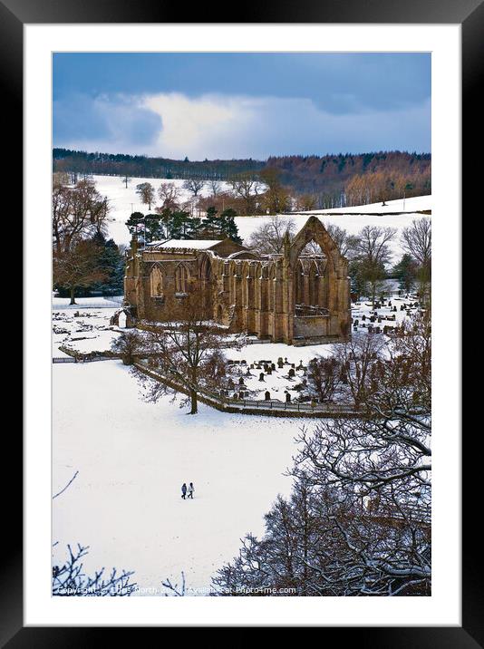 Bolton Abbey in winter. Framed Mounted Print by Chris North