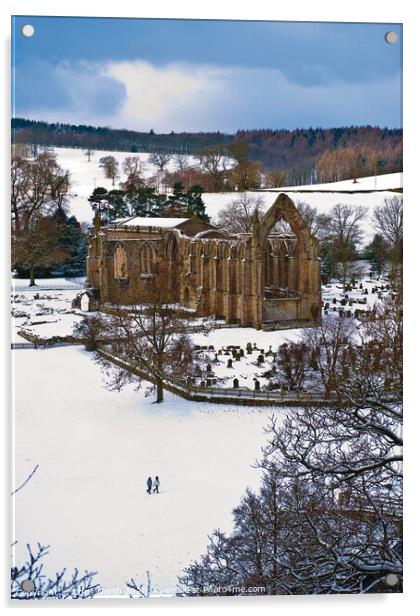 Bolton Abbey in winter. Acrylic by Chris North