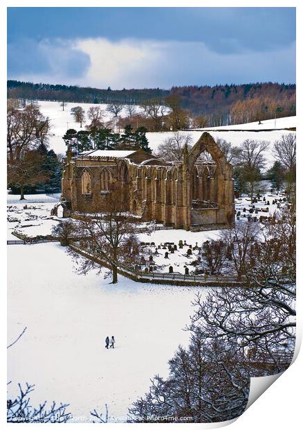 Bolton Abbey in winter. Print by Chris North