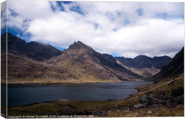 Loch Coruisk and the Dubh slabs Canvas Print by Adrian Snowball