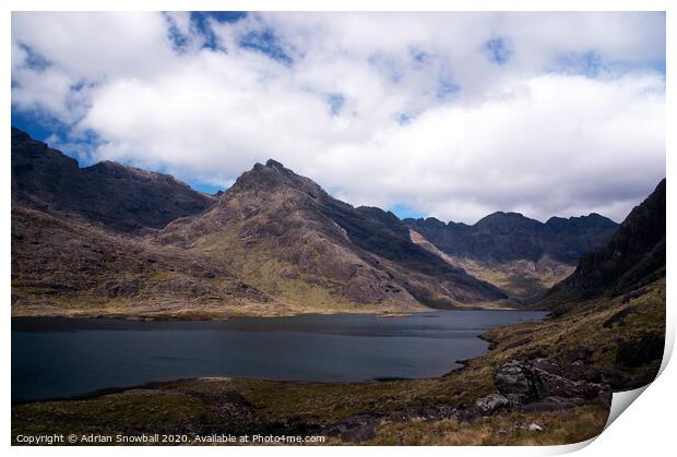 Loch Coruisk and the Dubh slabs Print by Adrian Snowball