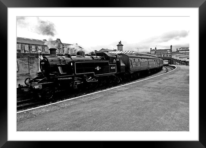 Steam Locomotive in Keighley Station Framed Mounted Print by Laurence Tobin