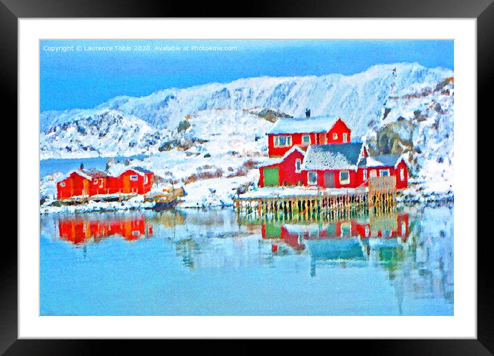 Norwegian Coastal Houses Framed Mounted Print by Laurence Tobin