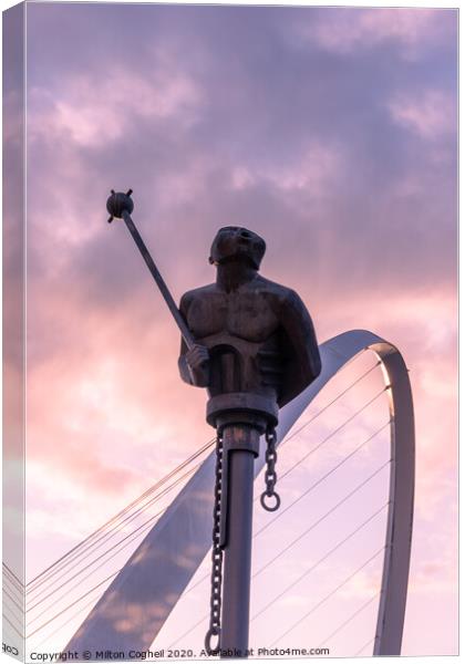River God sculpture on the Quayside, Newcastle, UK Canvas Print by Milton Cogheil