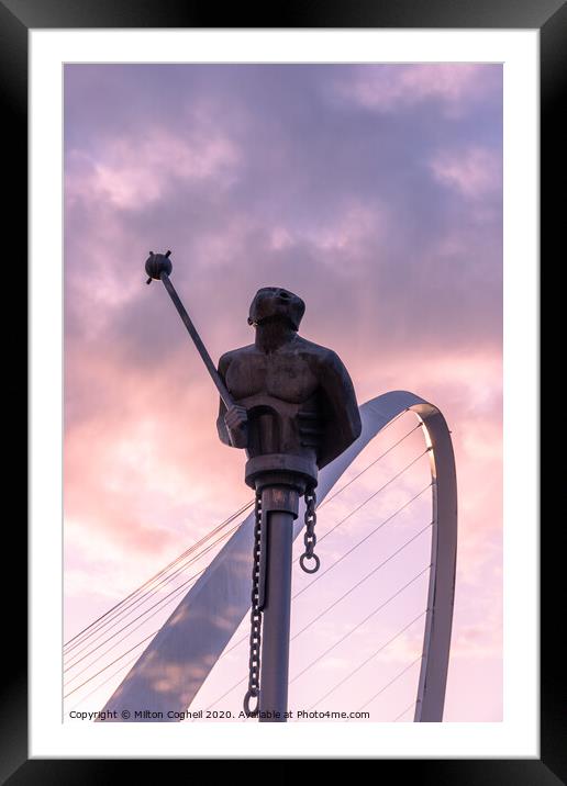 River God sculpture on the Quayside, Newcastle, UK Framed Mounted Print by Milton Cogheil