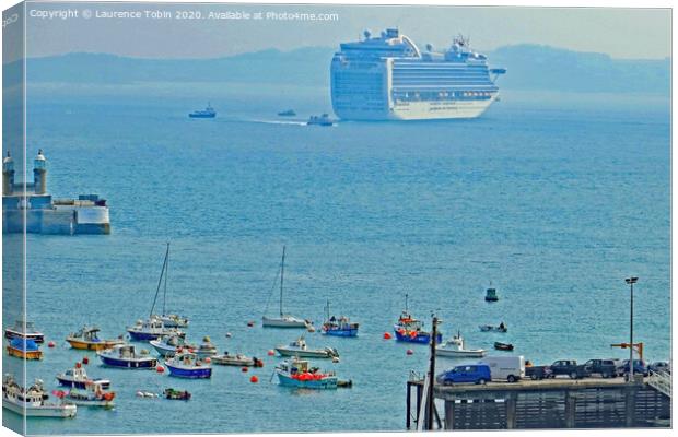 Cruise Liner off Guernsey, Channel Islands Canvas Print by Laurence Tobin