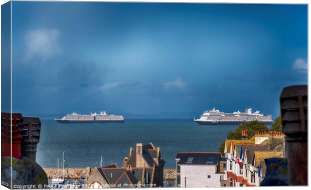 Cruise Liners off Brixham Canvas Print by Paul F Prestidge