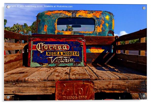 back of grandpas truck Acrylic by john kolenberg