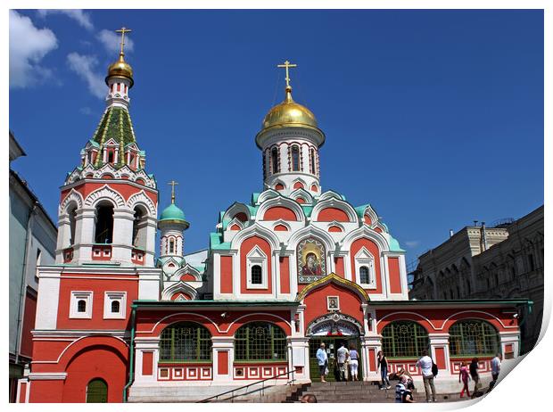 Kazan Cathedral in Moscow. Print by Mikhail Pogosov