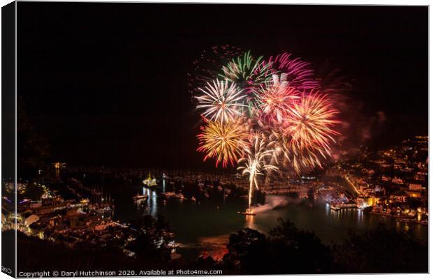 Dartmouth Royal Regatta Fireworks 2019 Canvas Print by Daryl Peter Hutchinson