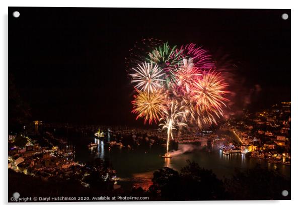 Dartmouth Royal Regatta Fireworks 2019 Acrylic by Daryl Peter Hutchinson