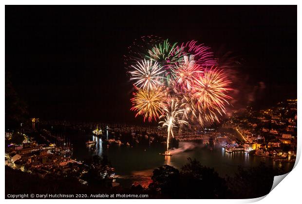 Dartmouth Royal Regatta Fireworks 2019 Print by Daryl Peter Hutchinson