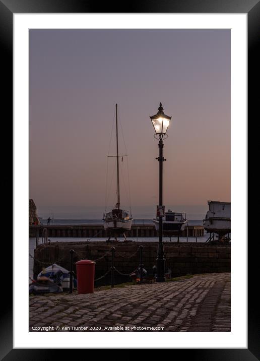 Lamplight on the Quay Framed Mounted Print by Ken Hunter