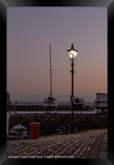 Lamplight on the Quay Framed Print by Ken Hunter