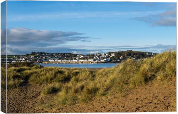Appledore through the sand dunes of Instow Canvas Print by Tony Twyman