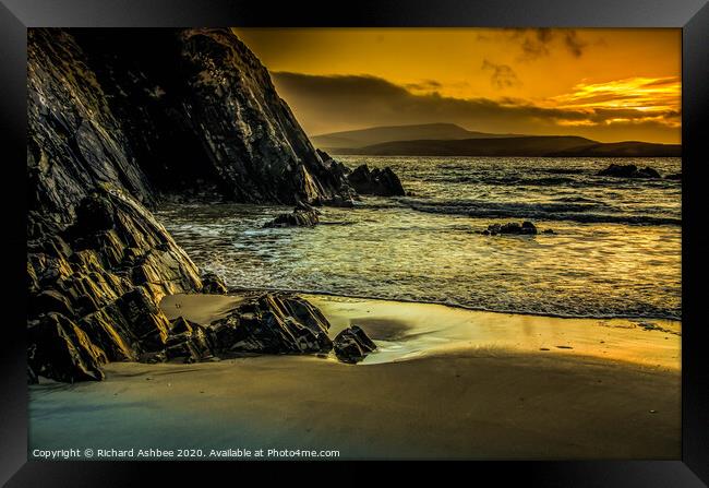 A  winter sunset and reflections on St Ninian's be Framed Print by Richard Ashbee