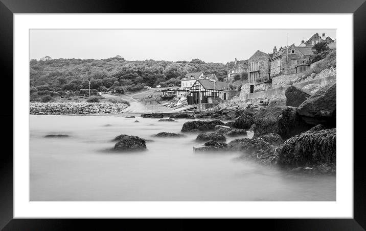 Runswick Bay long exposure in monochrome Framed Mounted Print by Jason Wells