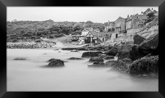 Runswick Bay long exposure in monochrome Framed Print by Jason Wells