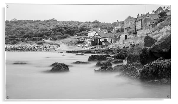 Runswick Bay long exposure in monochrome Acrylic by Jason Wells