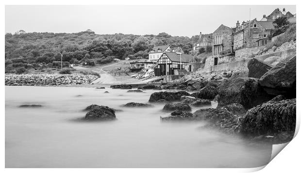 Runswick Bay long exposure in monochrome Print by Jason Wells