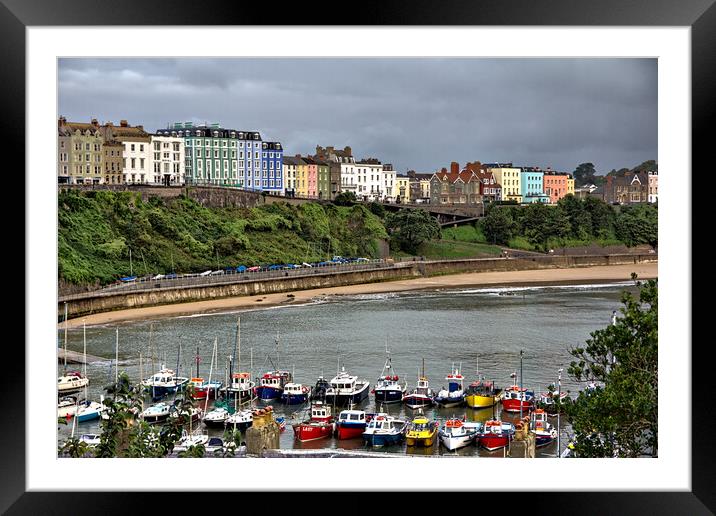 Tenby Across the Harbour and Beach Framed Mounted Print by Jeremy Hayden