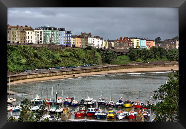 Tenby Across the Harbour and Beach Framed Print by Jeremy Hayden