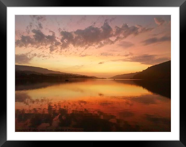Padarn Lake sunset Framed Mounted Print by Cel Jones