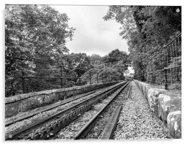 Mount Snowdon Railway, Llanberis, North Wales. The rack and pinion railway track running up Mount Snowdon Acrylic by Chris Yaxley