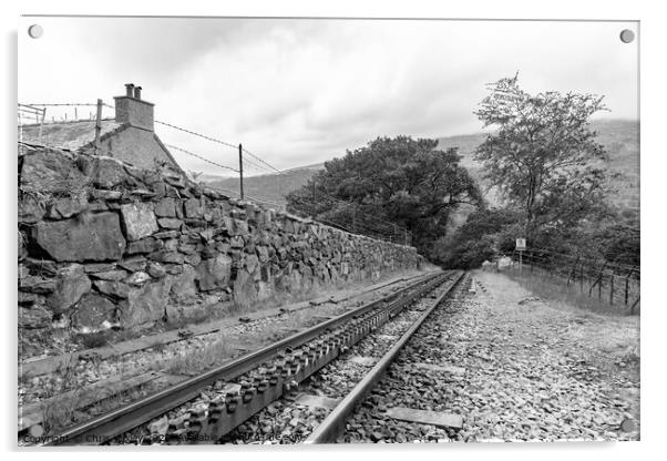 Mount Snowdon Railway, Llanberis, North Wales. The rack and pinion railway track running up Mount Snowdon Acrylic by Chris Yaxley