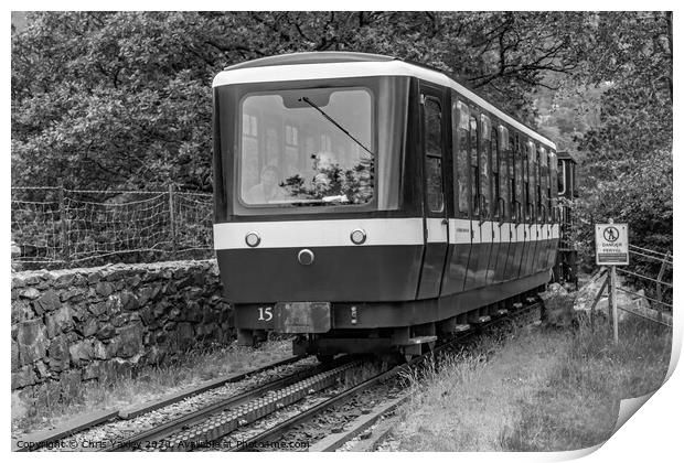 Mount Snowdon diesel train Print by Chris Yaxley