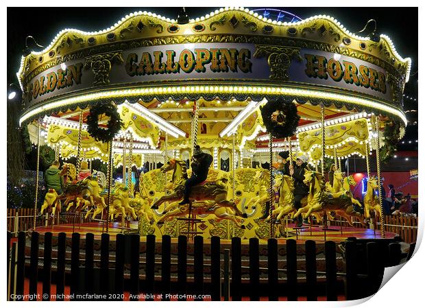 Horse Carousel Print by michael mcfarlane