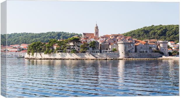 Korcula Old Town jutting out into the sea Canvas Print by Jason Wells