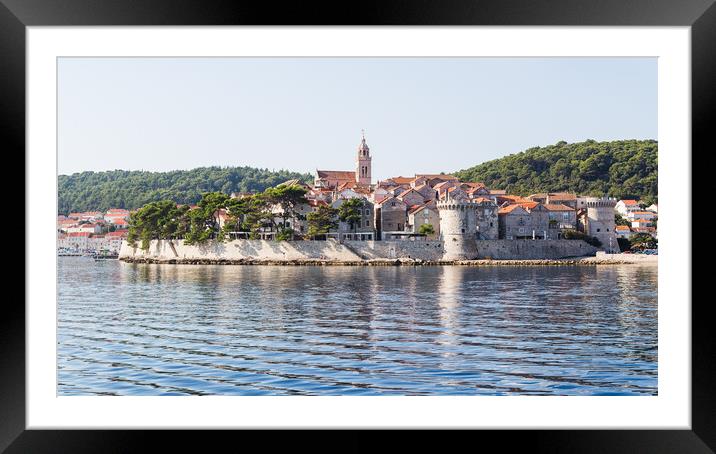 Korcula Old Town jutting out into the sea Framed Mounted Print by Jason Wells