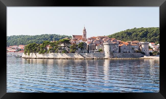 Korcula Old Town jutting out into the sea Framed Print by Jason Wells