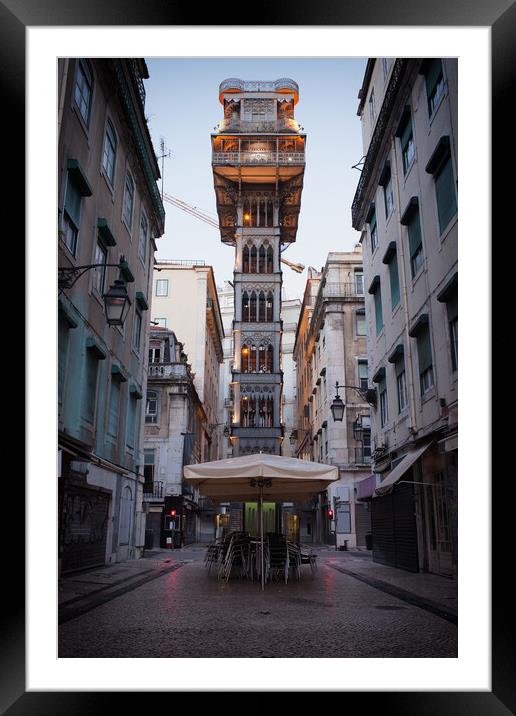 Santa Justa Elevator in Lisbon Framed Mounted Print by Artur Bogacki