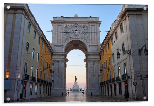 Rua Augusta Arch at Dawn in Lisbon Acrylic by Artur Bogacki