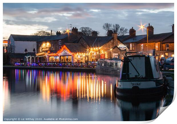 Canal Turn Christmas Print by Liz Withey