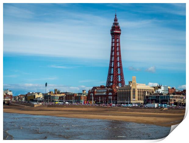 Blackpool Tower from the pier Print by Wendy Williams CPAGB