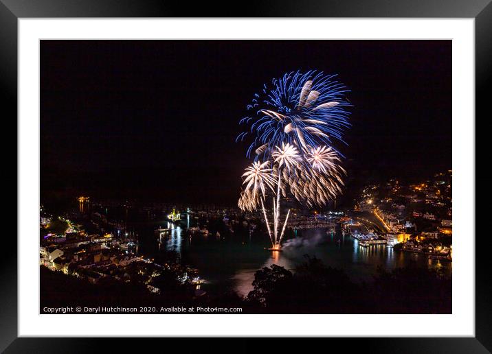 Fireworks in the night sky. Dartmouth Royal Regatt Framed Mounted Print by Daryl Peter Hutchinson