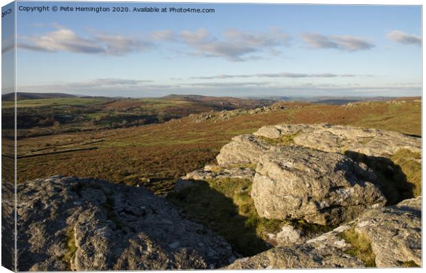 Dartmoor view from Saddle Tor Canvas Print by Pete Hemington