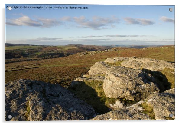 Dartmoor view from Saddle Tor Acrylic by Pete Hemington
