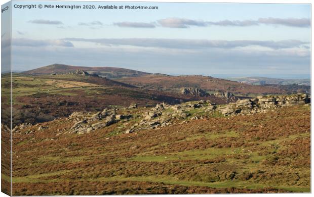 Dartmoor view from Saddle Tor Canvas Print by Pete Hemington