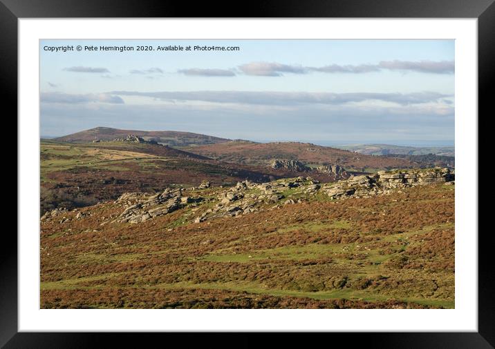 Dartmoor view from Saddle Tor Framed Mounted Print by Pete Hemington