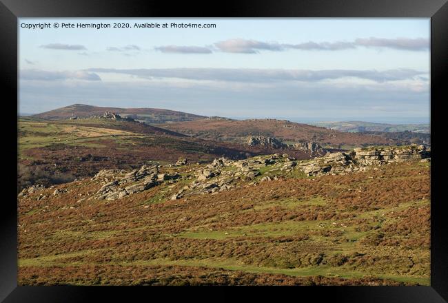 Dartmoor view from Saddle Tor Framed Print by Pete Hemington