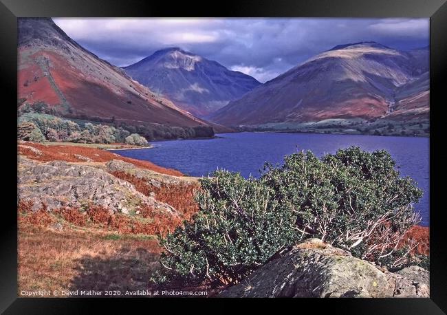 Wastwater and its mountains Framed Print by David Mather