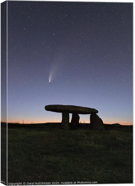 A sign? Comet Neowise over Lanyon Quoit Canvas Print by Daryl Peter Hutchinson