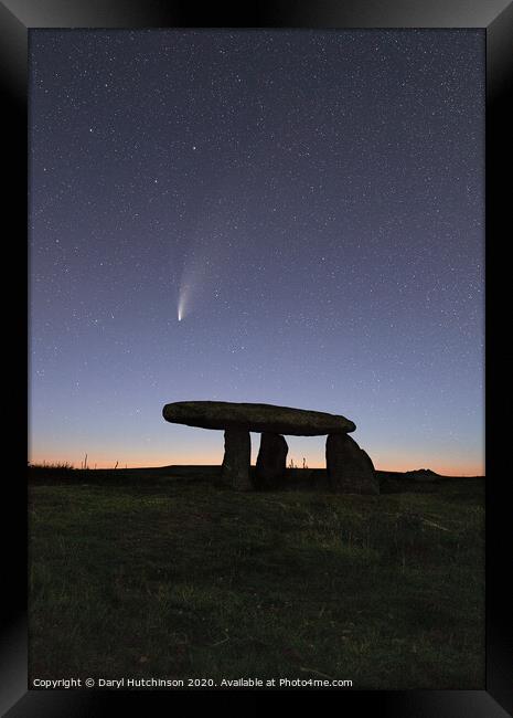 A sign? Comet Neowise over Lanyon Quoit Framed Print by Daryl Peter Hutchinson